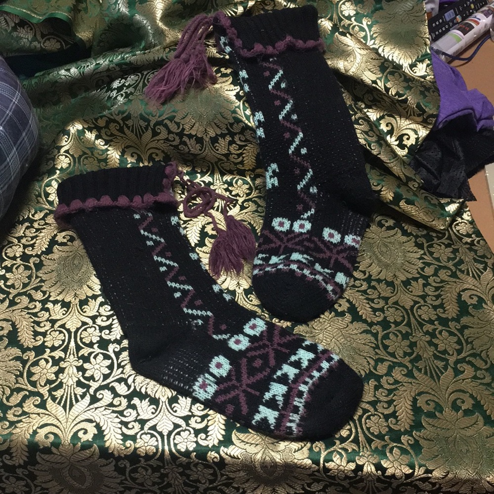 Free people Cuffed boot sock with tassels